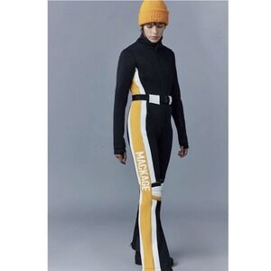 MACKAGE Extra Large Brie Ski Suit Black Yellow White Belted Fitted  Retail $1290